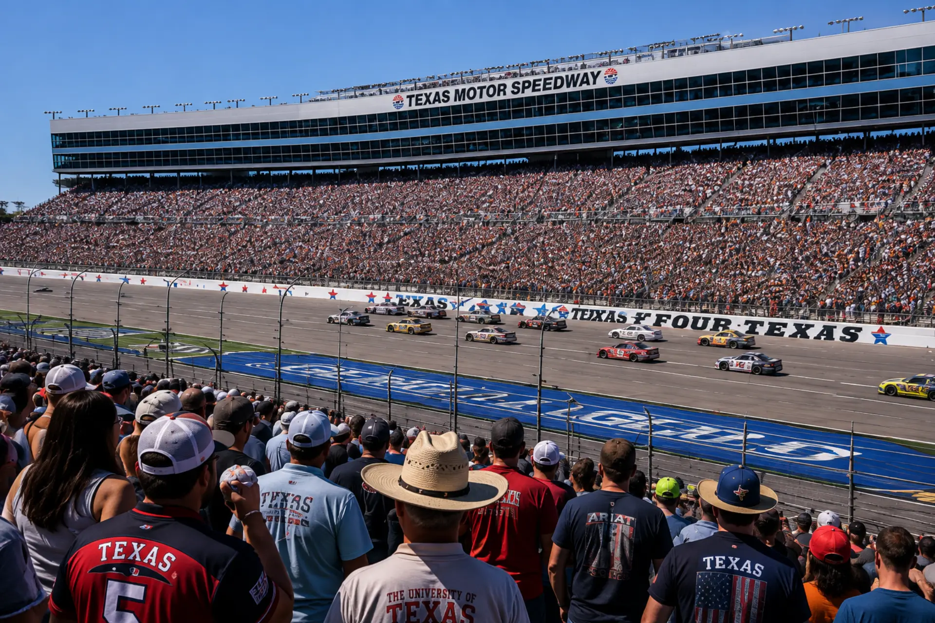 Race day grandstand packed for a Texas Motor Speedway event